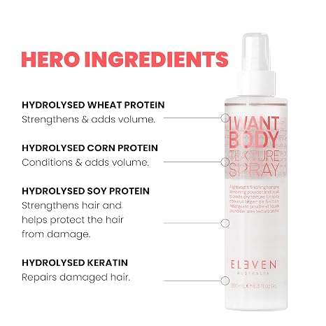 ELEVEN AUSTRALIA I Want Body Texture Spray for Women & Men - Volume Spray for Fine to Medium Hair, Creates Dry Texture, Volumizing, Flexible Hold with a Matte Finish