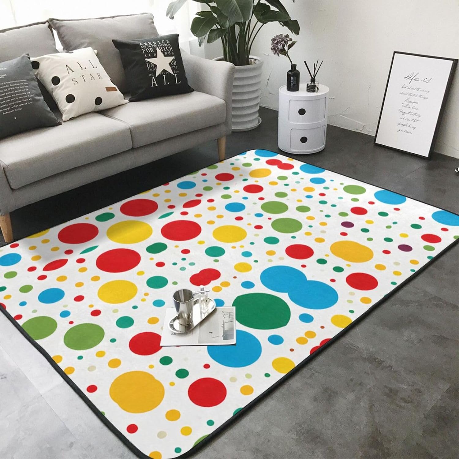 Flannel Non-Slip (Twister Polka Dots) Rug Pad 80×50in Soft Washable Protective for Hardwood Floors Bedroom Bathroom Living Room