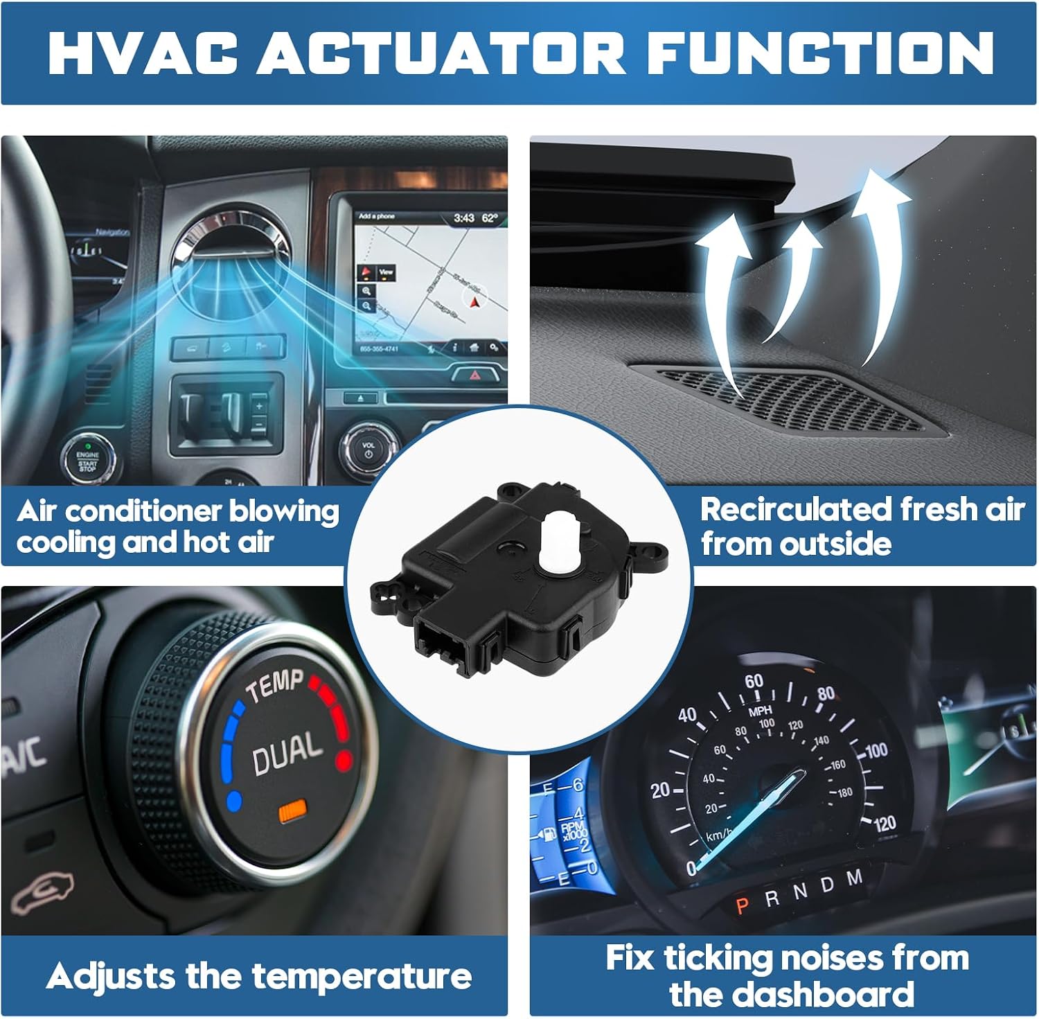 2-Pcs HVAC Heater Blend Door Actuator 604-024 Fits For Dodge Grand Caravan 2008-2020, Charger 2008-2023, Challenger 2008-2023, Dakota & Chrysler Town & Country 2008-2016 Replace#1L2Z19E616BA