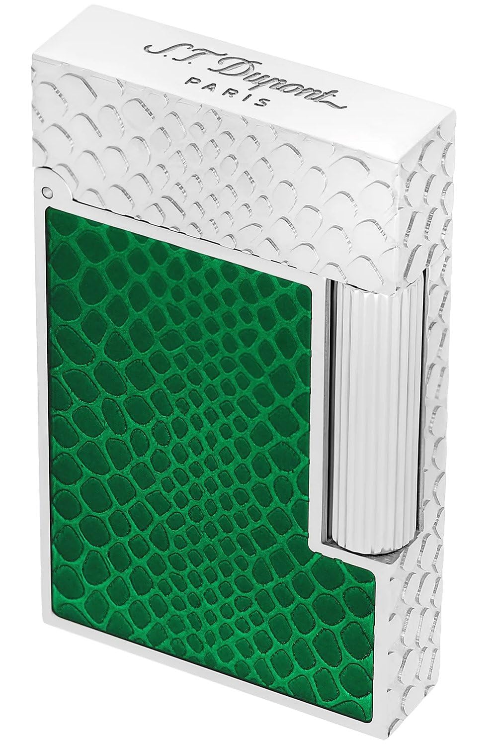 S T Dupont C16078 Line 2 Snake Lighter Silver Green