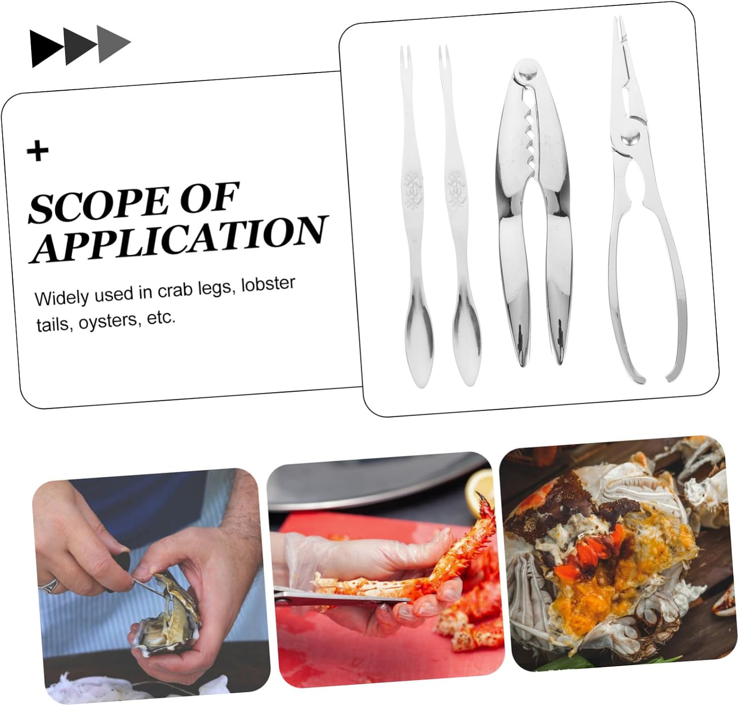 4pcs Crab Eating Kit Tool Fork Clip Supply for Lobster Crab Oysters Seafood