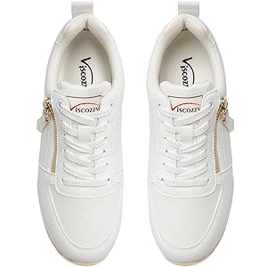 綺麗な状態 ONESIDER 56° WEDGE WAVE SOLE 【Ｓ】 Viscozzy High Heel Wedge Sneakers for Women, White, 8