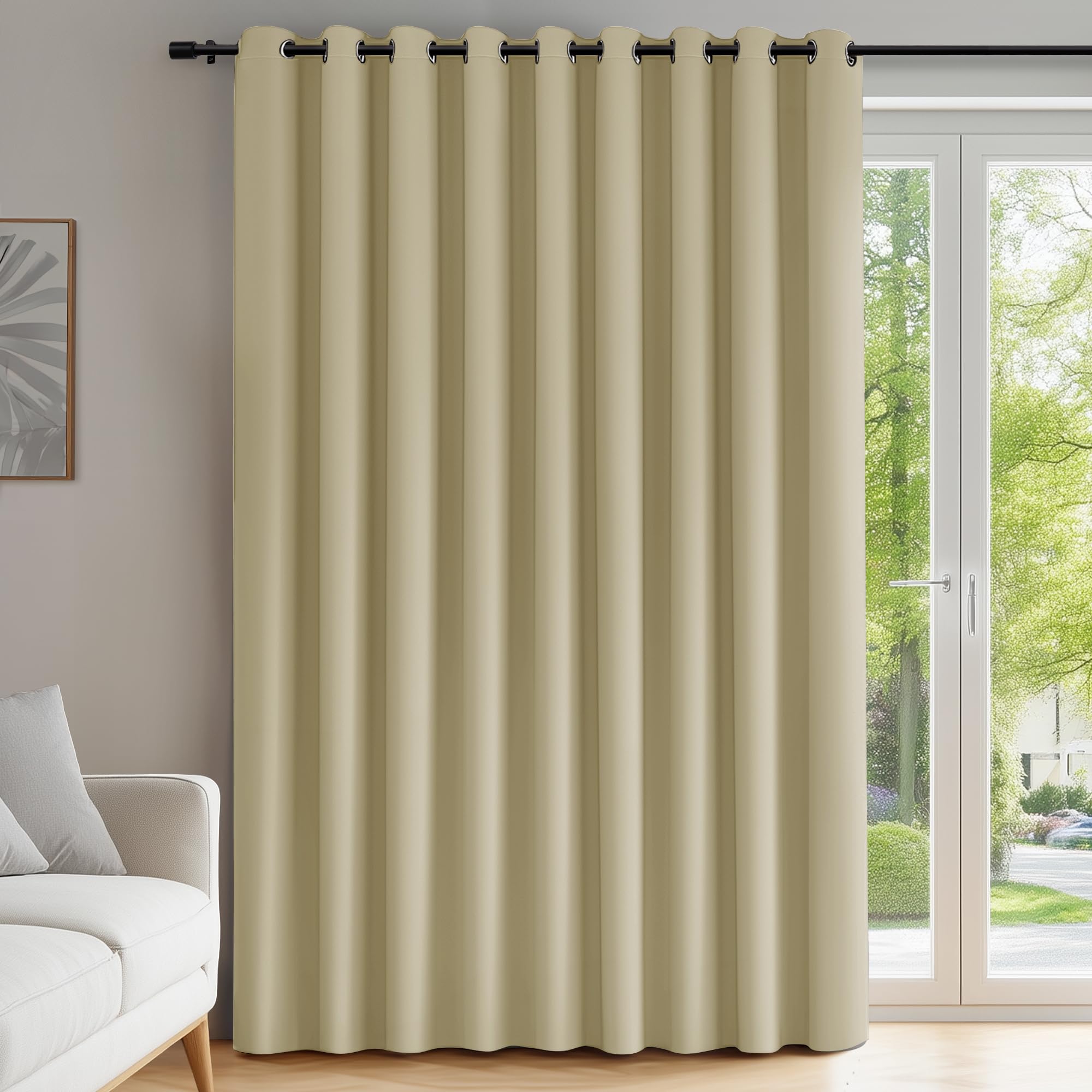 Deconovo Thermal Door Curtain Beige Room Divider Curtain 118"x90"1 Panel