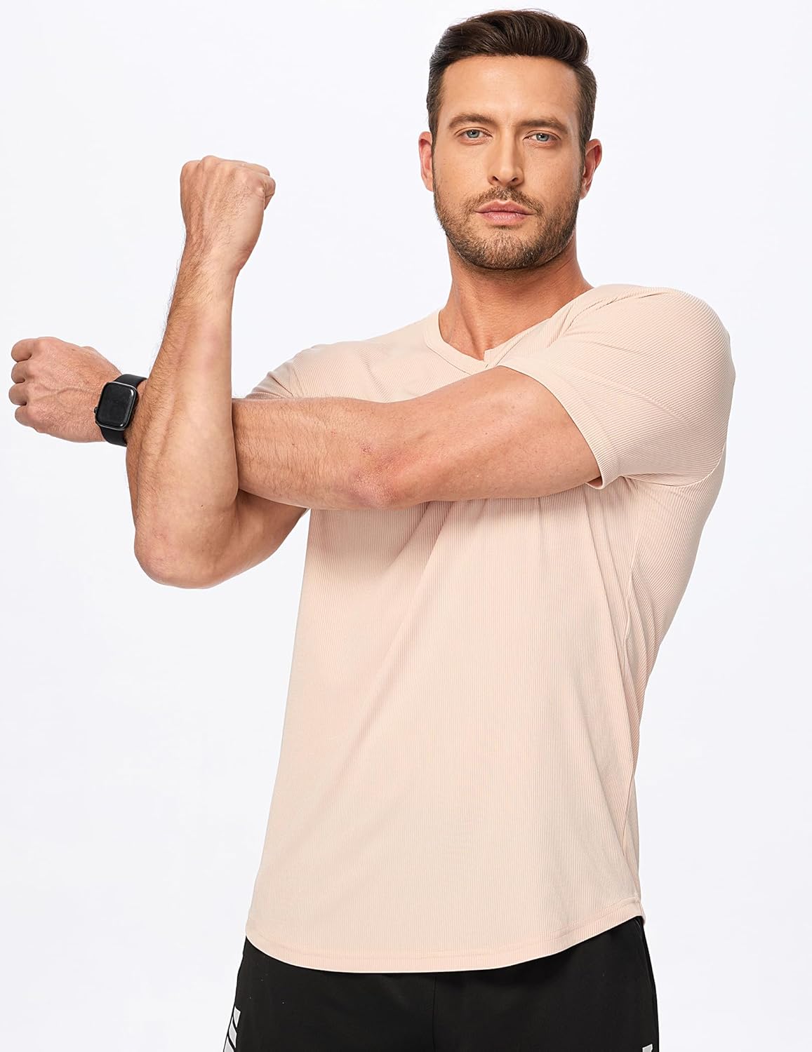 JMIERR Men's Muscle V-Neck T Shirt Short Sleeve Longline Ribbed Henley Shirt Gym Workout Athletic Tee Shirts - Image 8