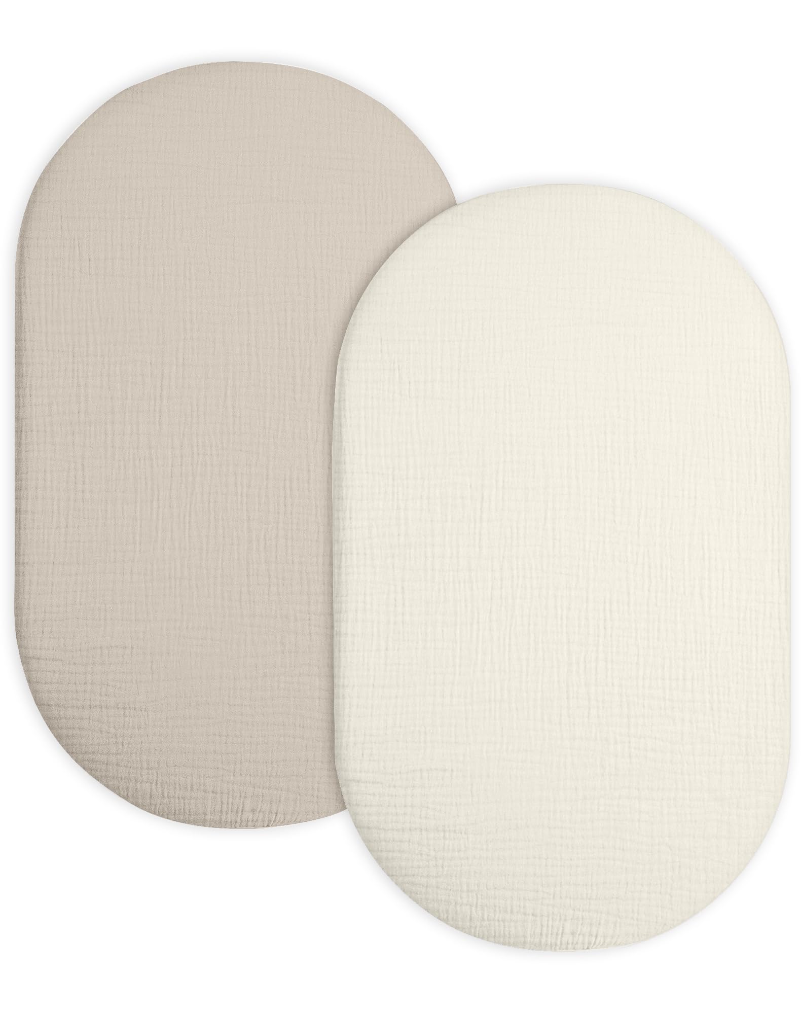Bassinet Sheet for Baby Boy and Girl 2 Pack, Fitted Sheets for Rectangle, Oval, Hourglass Bassinet Mattress, Muslin Moses Basket Sheets with Neutral