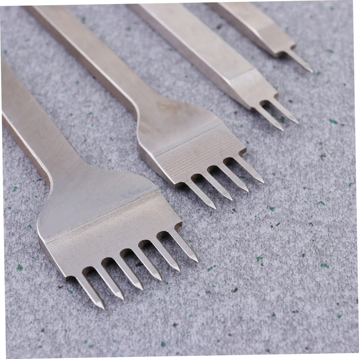 NUOBESTY 4pcs Leather Punching Tool DIY Rhomboid Cutting Chisel for Leather Craft Durable White Steel Punch for Watch Bands and Accessories
