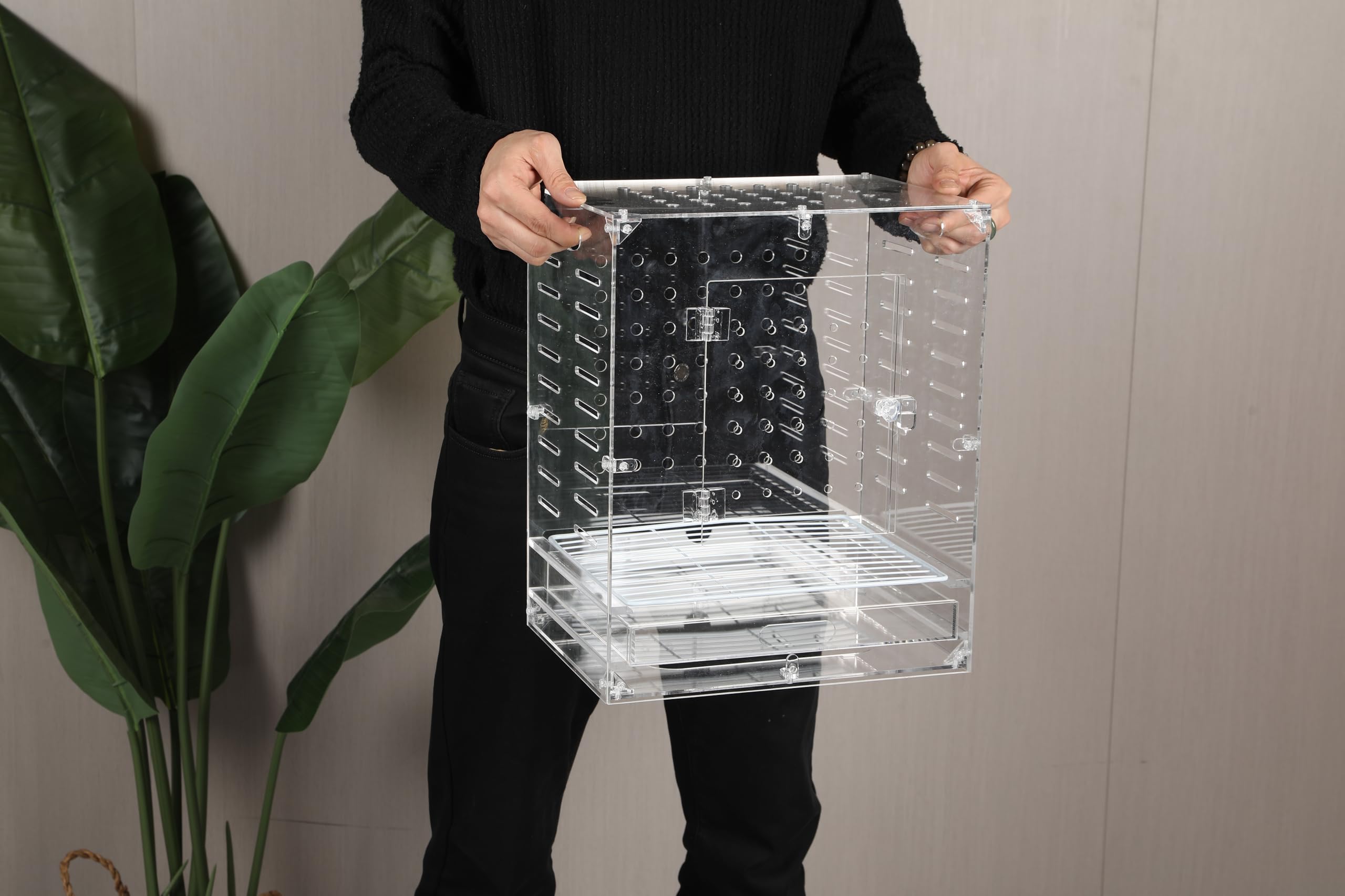 Clear Acrylic Bird Cage for Small Birds, Transparent Display Habitat for Canary, Parakeet - Easy to Clean & Assemble (9x12x15in) - image 8