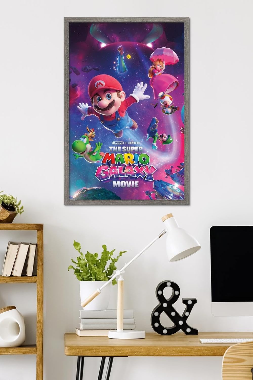 nintendo the super mario galaxy movie (2026) - key art wall poster, 34l" x 22.4w", barnwood framed version barnwood framed version 34"l x 22.4"w
