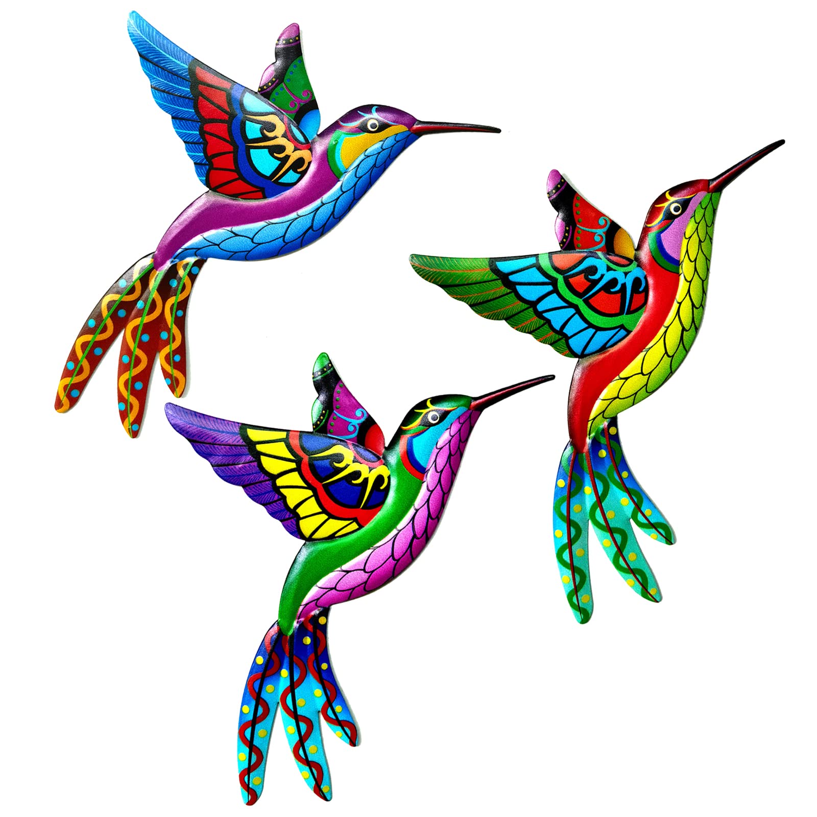 SUNNEKO3 Pieces Metal Hummingbirds Wall Decoration Hummingbird Garden Decoration Living Room Garden Decoration Wall Decoration Sculpture Statues Home Decoration