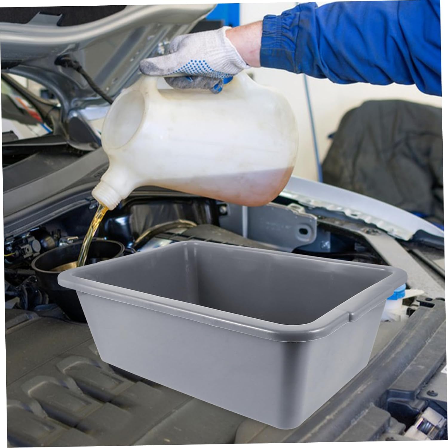 Drain Pan Plastic Waste Oil Collection Tray for Automotive Maintenance and Parts Cleaning Easy to Clean and Maintain