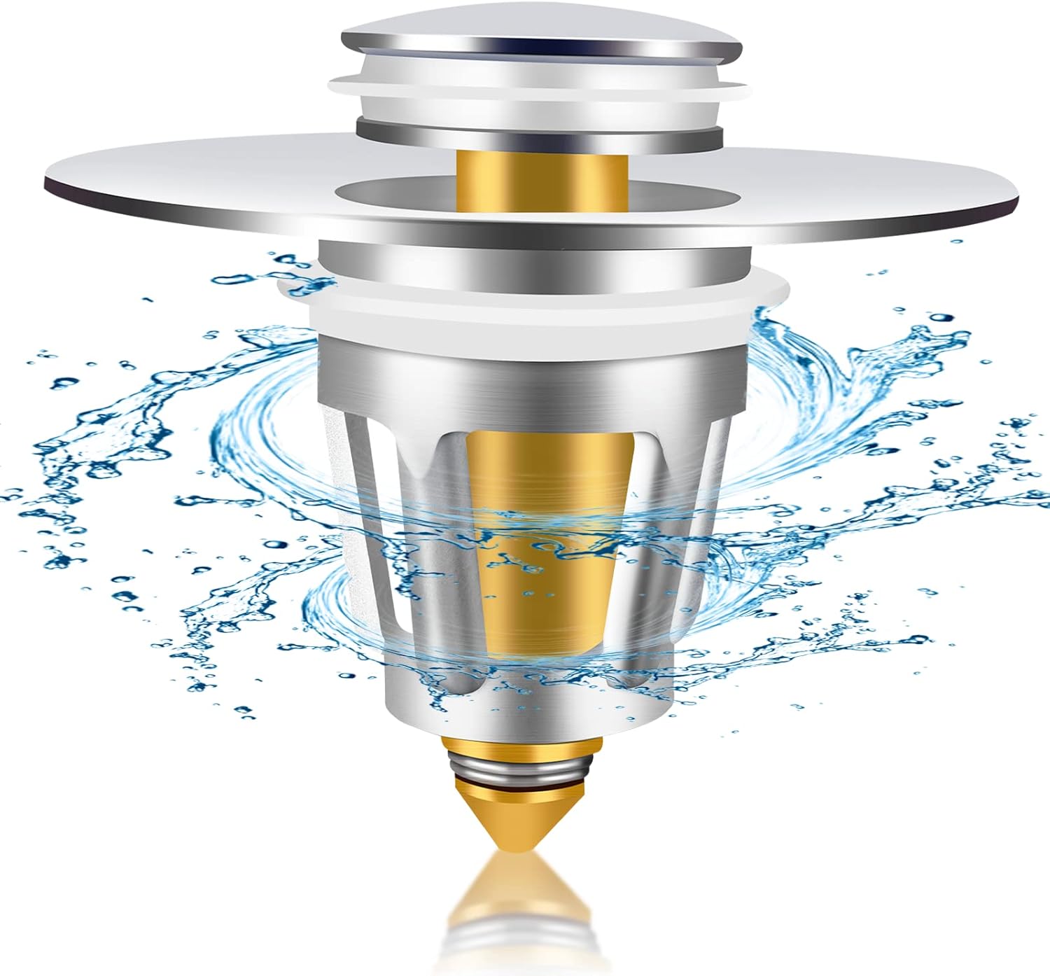 Zezzo Upgraded Universal Bathroom Sink Stopper Pop Up, 1.1