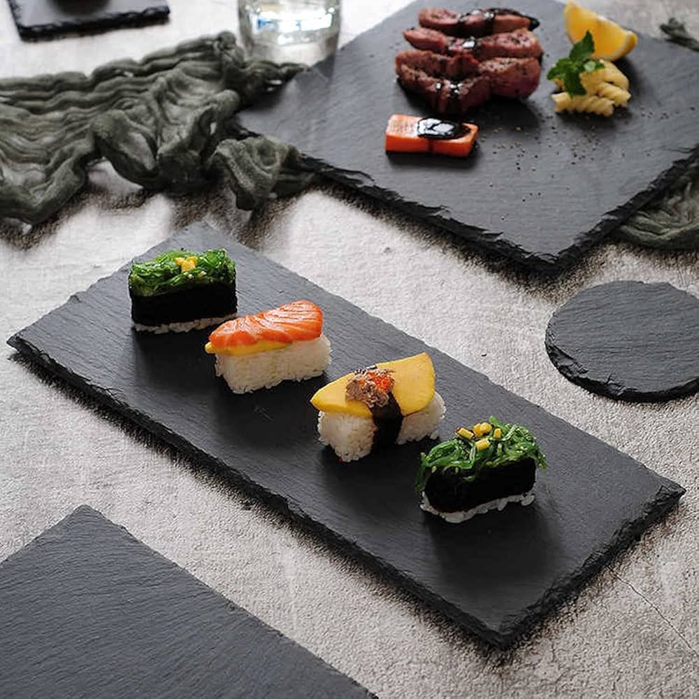 Vassoio In Ardesia Naturale 40x20cm Con Manici - Ideale Per Formaggi E Antipasti - Foto 10