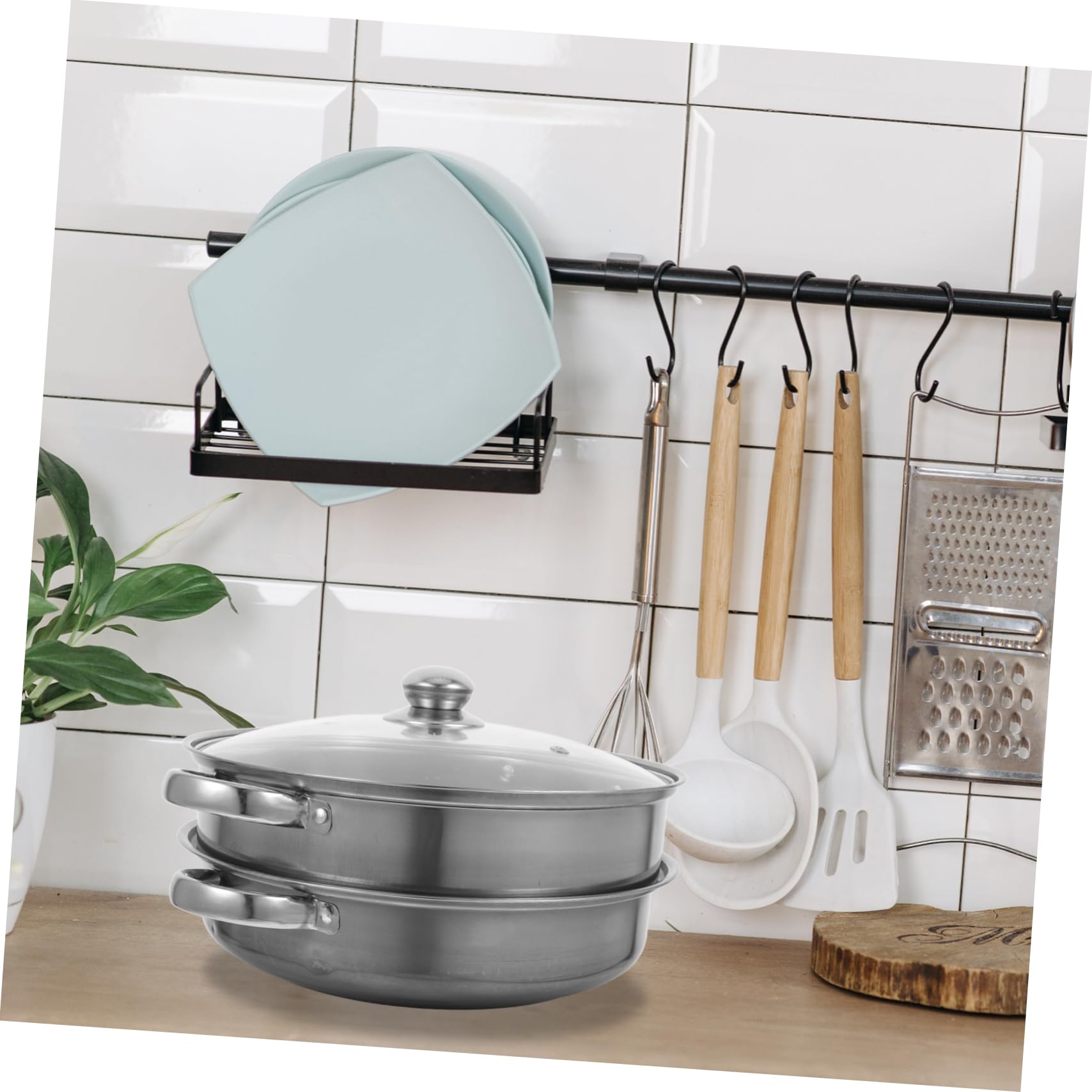 Olla Vaporera Doble Capa De Acero Inoxidable Utensilio Práctico Para Cocinar Al Vapor Apta Para Verduras Pescado y Huevos Accesorios Reutilizables Para Cocina
