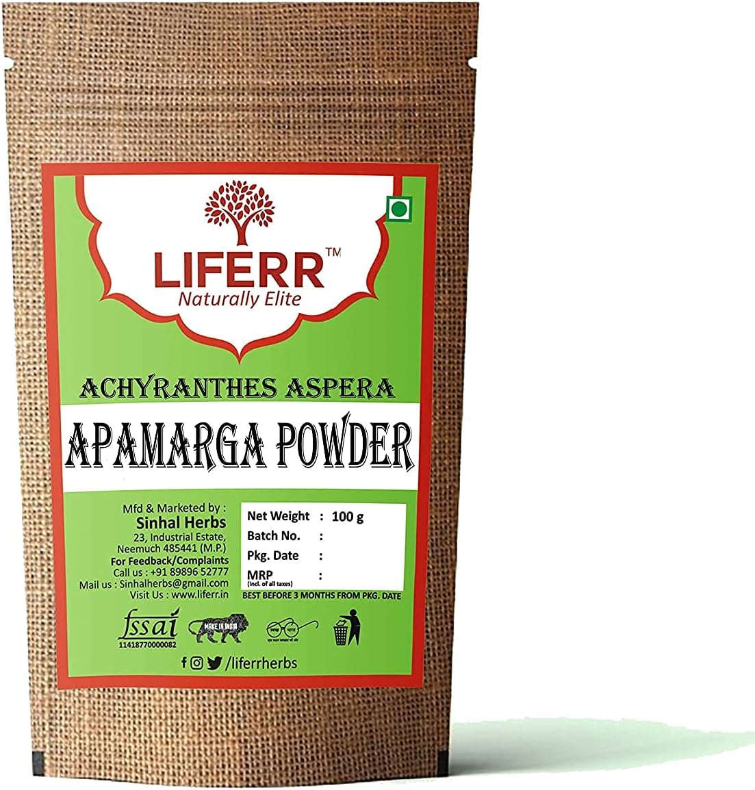 LIFERR Apamarga Powder | Chirchita | Prickly Chaff Powder | Latjira Powder | Achyranthes Aspera Powder | 100g