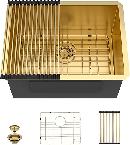 Miniatura 101 de Fregadero de lavandería de 25 x 22 pulgadas, montaje superior, acero inoxidable T304, calibre 16, 12 pulgadas de profundidad, fregadero individual