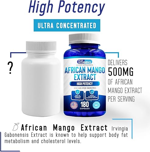 Miniatura 6 de We Like Vitamins Extracto de mango africano 500 mg – 5000 mg equivalente 10: 1-180 cápsulas – suministro de 6 meses de cápsulas de mango africano –