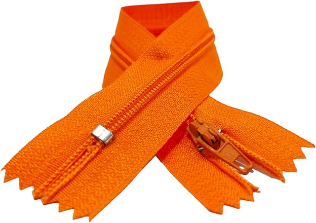 N.3 Zamknięte nylonowe zamki błyskawiczne, dostępne w 24 kolorach i pomiarach, zamek błyskawiczny do szycia, zamek błyskawiczny do szycia, zamki do szycia, (25-12cm, Pomarańczowy)