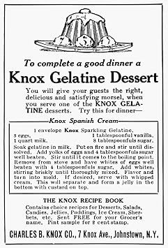 Knox Gelatin Ad 1913 Namerican Advertisement For Knox Gelatin Desserts 1913 Poster Print by 24 x 36