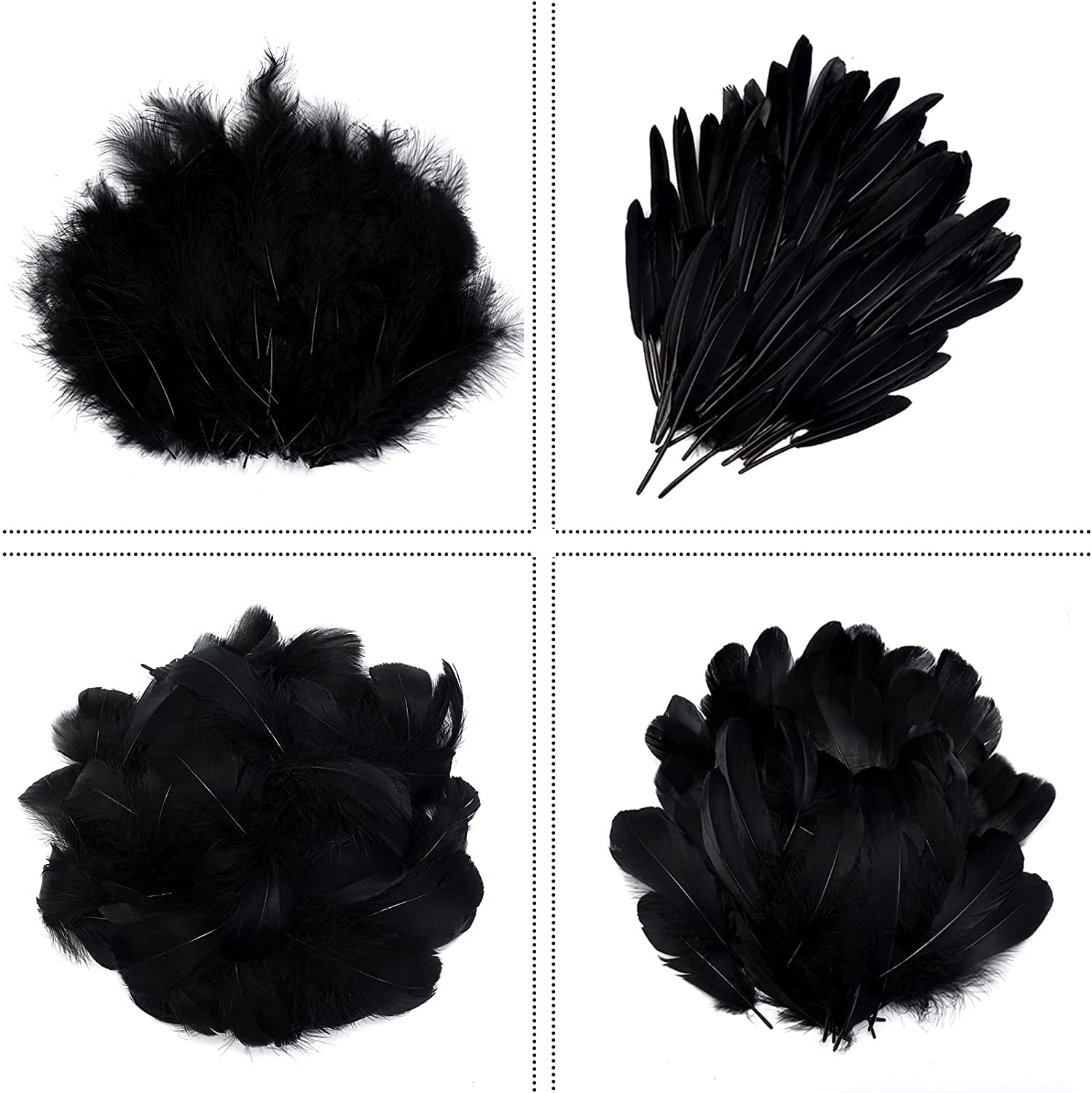 150 Plumes Naturelles Noires Décoratives - 10-17cm - Pour DIY, Mariage, Noël Et Loisirs Créatifs