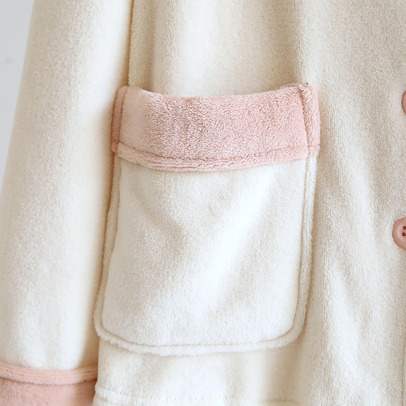 Generisch Pijama de franela para mujer, térmico, para invierno, forro polar, manga larga, cálido, ropa de dormir de invierno, forro polar, con tira de botones