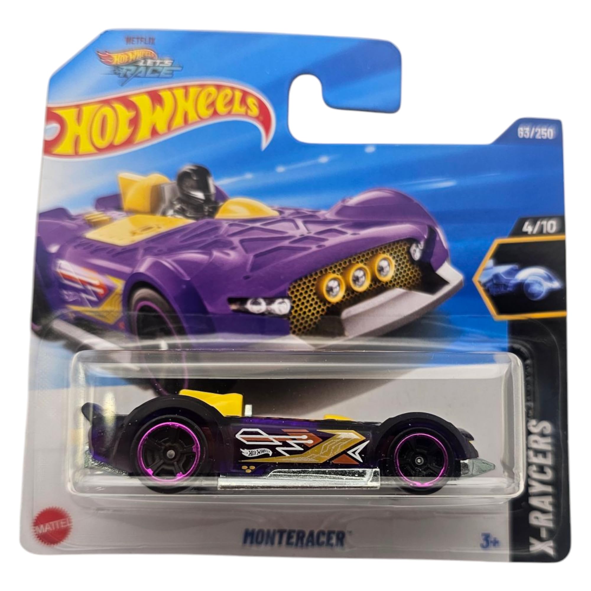 Hot Wheels Monteracer, X-Raycers Series, Purple and Black Die-Cast Car