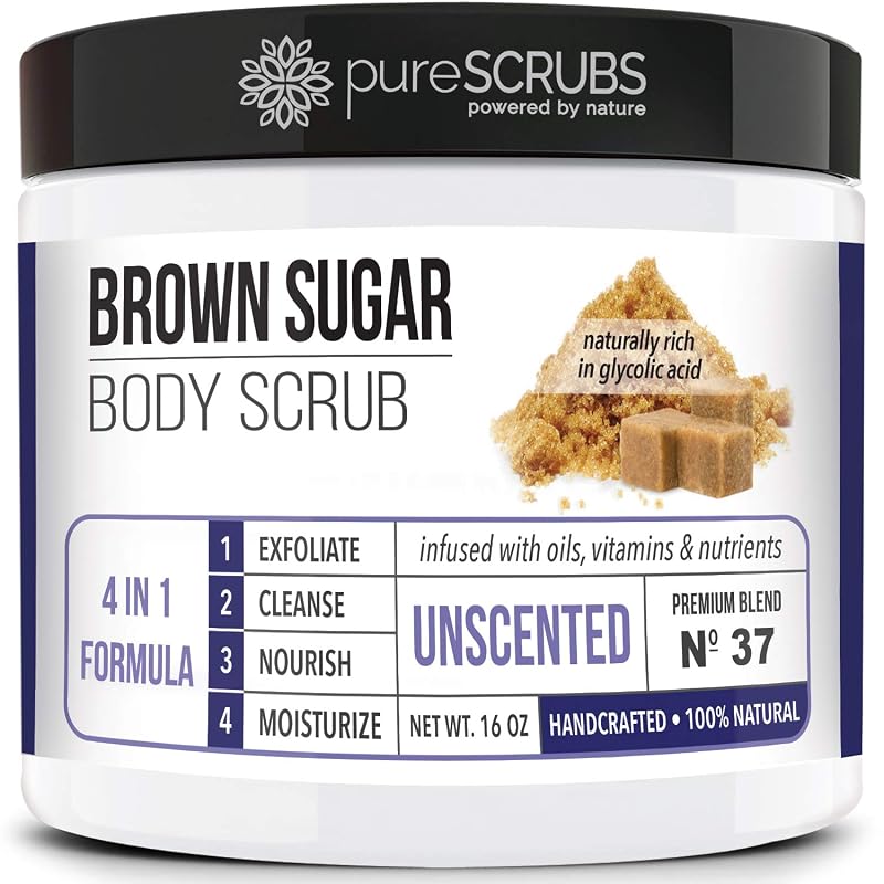 pureSCRUBS Esfoliante Corporal de Açúcar Mascavo Sem Fragrância, Pacote com Acessórios
