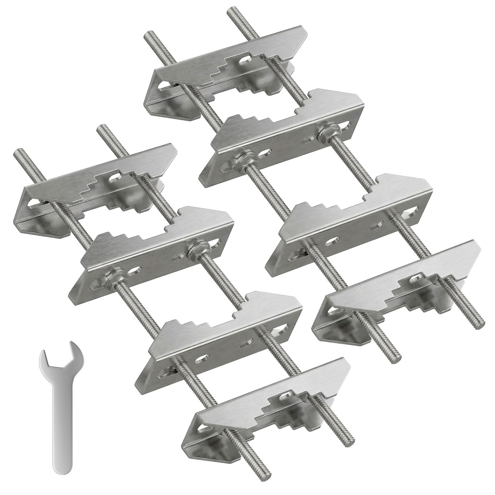 Gounengnail Silver Antenna Mast Clamp,Pole To Pole Extension Mounting Bracket Kit,V-Jaw Holder Up To 61Mm Mast, Made Of 8Mm Stainless Steel (2 Pack Kit)