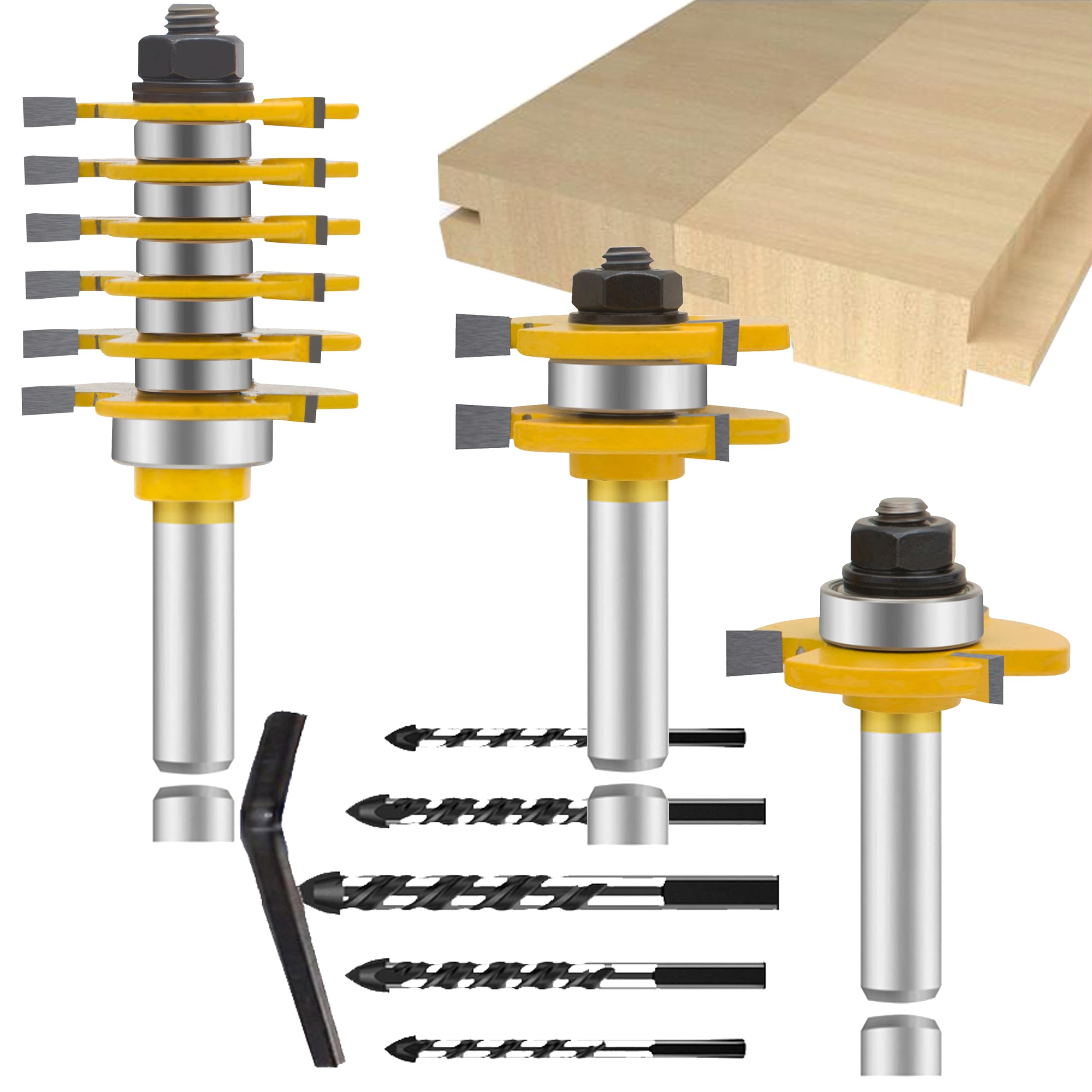 MAYLINE Router Bit Set 1/2 Inch Shank 3 PCS, Woodwork Milling Groving Cutter Router Bits Sets