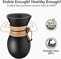 Vista 4 de Cafetera de cerámica con 20 filtros de papel, 8 tazas, 34 onzas, gotero de café