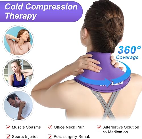 Miniatura 7 de ComfiTECH Paquete de hielo para la tapa y el cuello para aliviar la migraña, gel envolvente y paquete de hielo para el cuello, bolsas de hielo