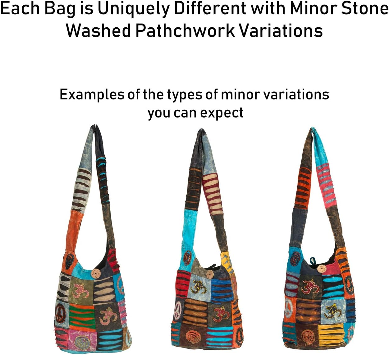 Hobo Colorful Shoulder Bag Women Sling Slouch Hippie Boho (Peace) - Image 6