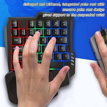 One-Hand Keyboard Compact Gaming Keypad, Ergonomic Design | Programmable Buttons, Mechanical Switch, RGB Back Lighting, Portable Gaming Accessories, One Hand Keyboard for PC Gamers | 向け人間工学メカニカルフィーリングキーボード 自宅、寮、旅行、ホテル、アパート、学校、出張、カフェ