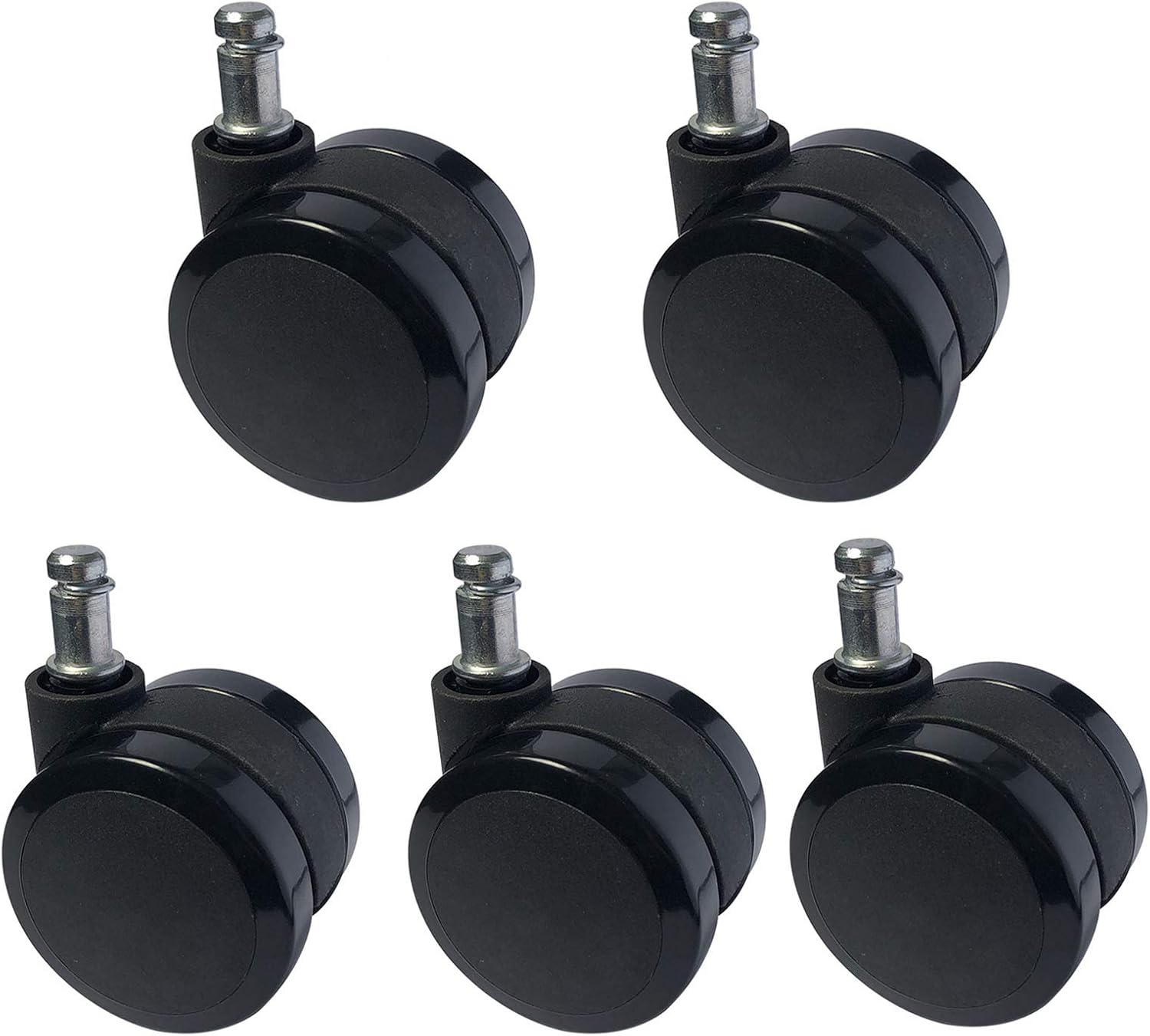 Castor Wheels,5 Pcs Office Chair Casters Wheels,60mm Double Wheel Universal,Polyurethane Replacement Swivel Chair Wheels,Furniture Roller Castors,Turning Chair Accessories,Load 120kg,Stem 11x20mm(gray