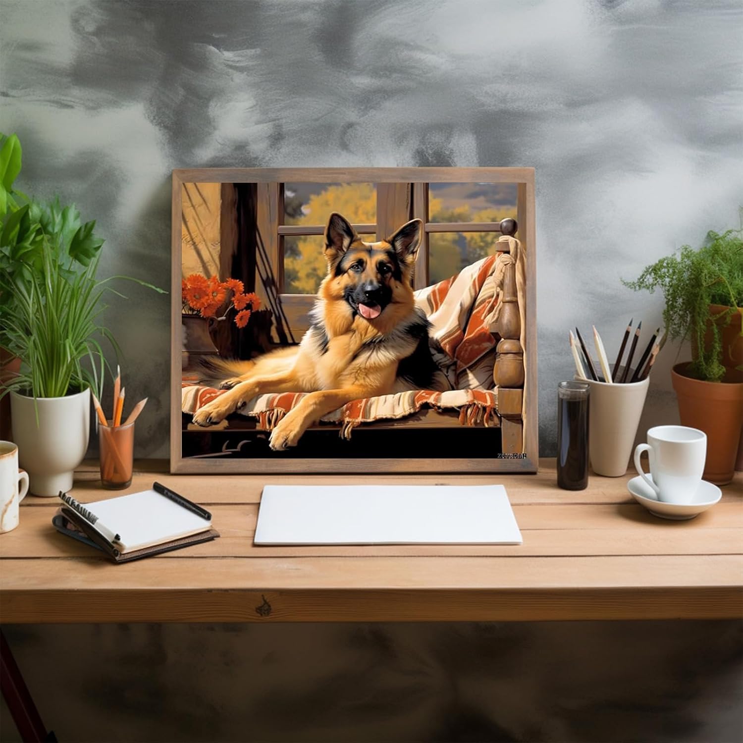 ZUVRDIAI Paint by Numbers for Adults German Shepherd Dog Acrylic Paintworks for Beginners and Experienced Hobby Painters Gift for Family Friends 16" x 20"