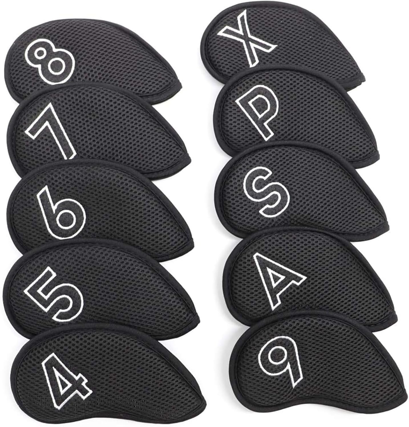 Iron Covers,Golf Iron Head Covers Mesh Golf Iron Covers Set 10pcs Golf Iron Headcovers,Golf Club Head Covers for Iron with Magic Tape Fit Most Brand 4-9 APSX