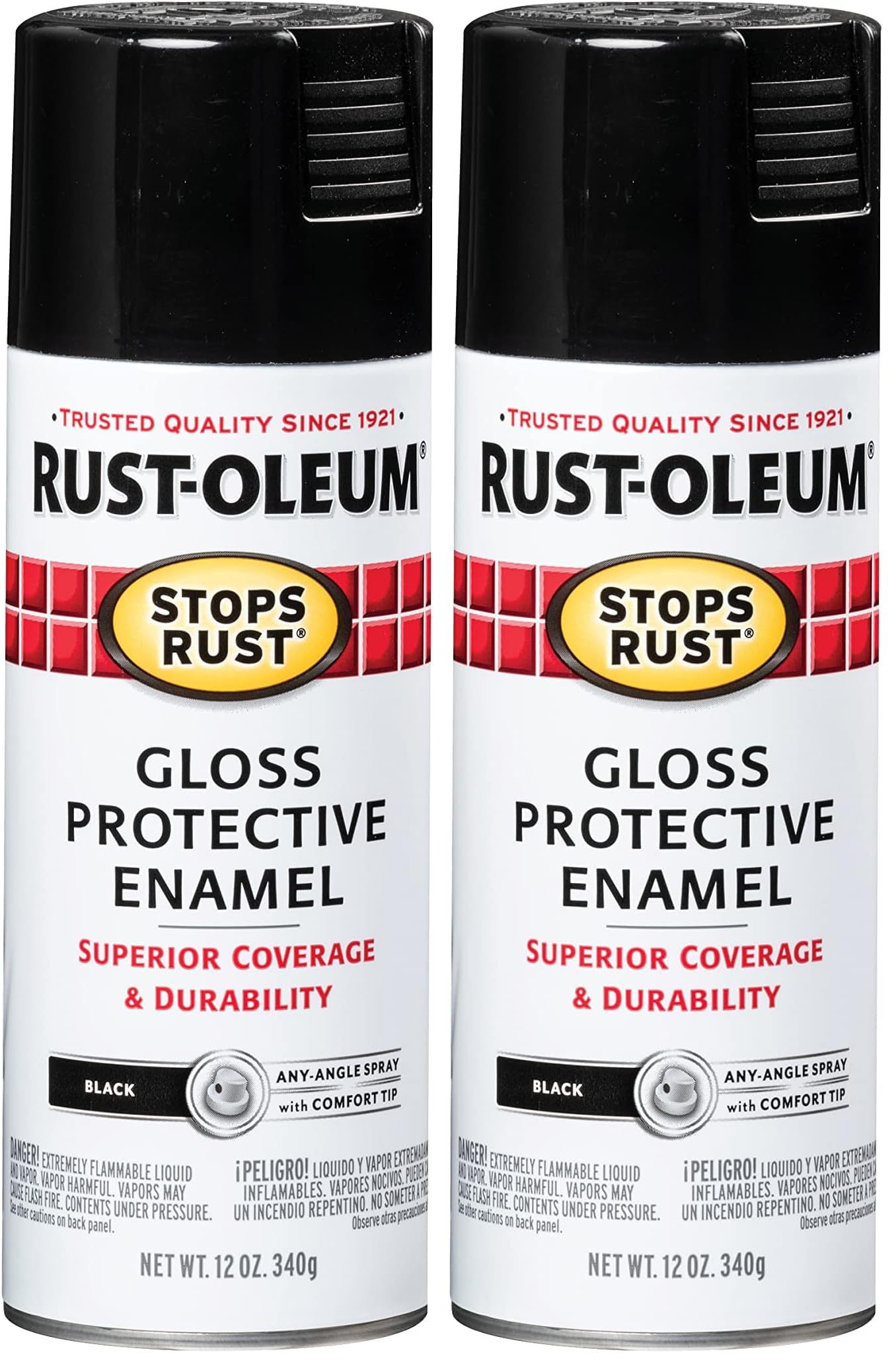 Rust-Oleum 7779830 Stops Rust Spray Paint, 12-Ounce, Gloss Black (Pack of 2)