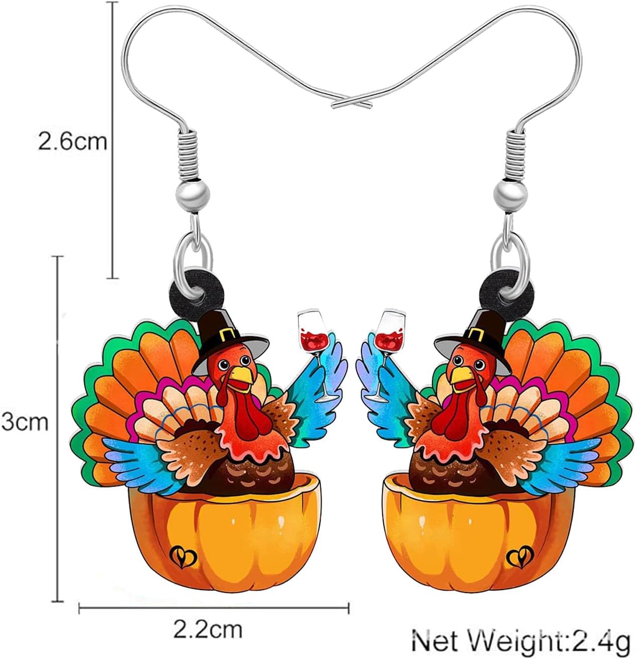 Thanksgiving Turkey Earrings for Women Acrylic turkey Earrings Thanksgiving Jewelry for Women Fall Jewelry Accessory - Image 4