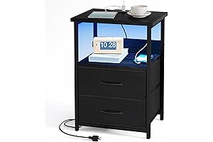 Modern Nightstand with LED Lighting and Storage