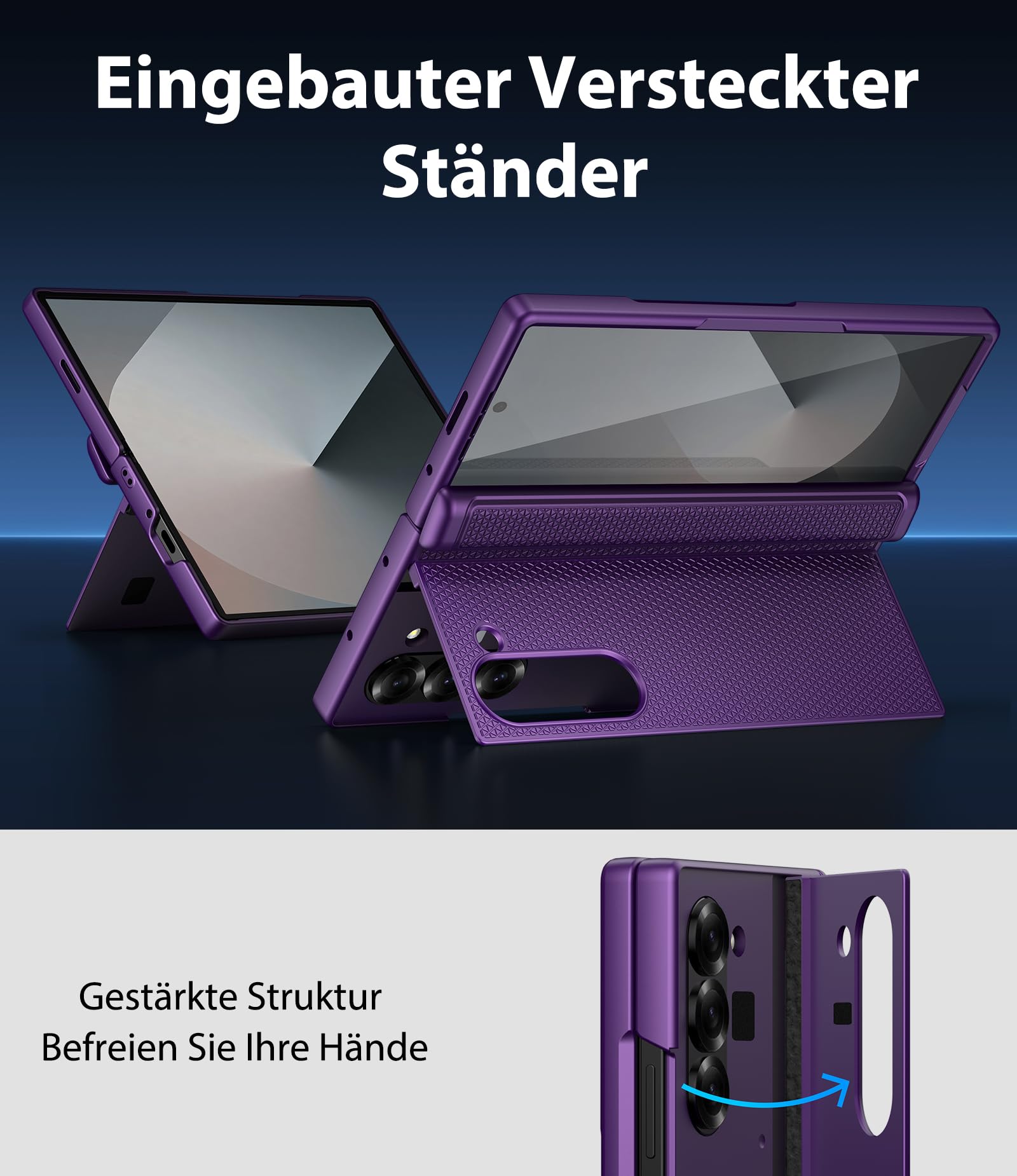 Funda para Samsung Galaxy Fold 6 con Soporte Oculto, Morado Oscuro