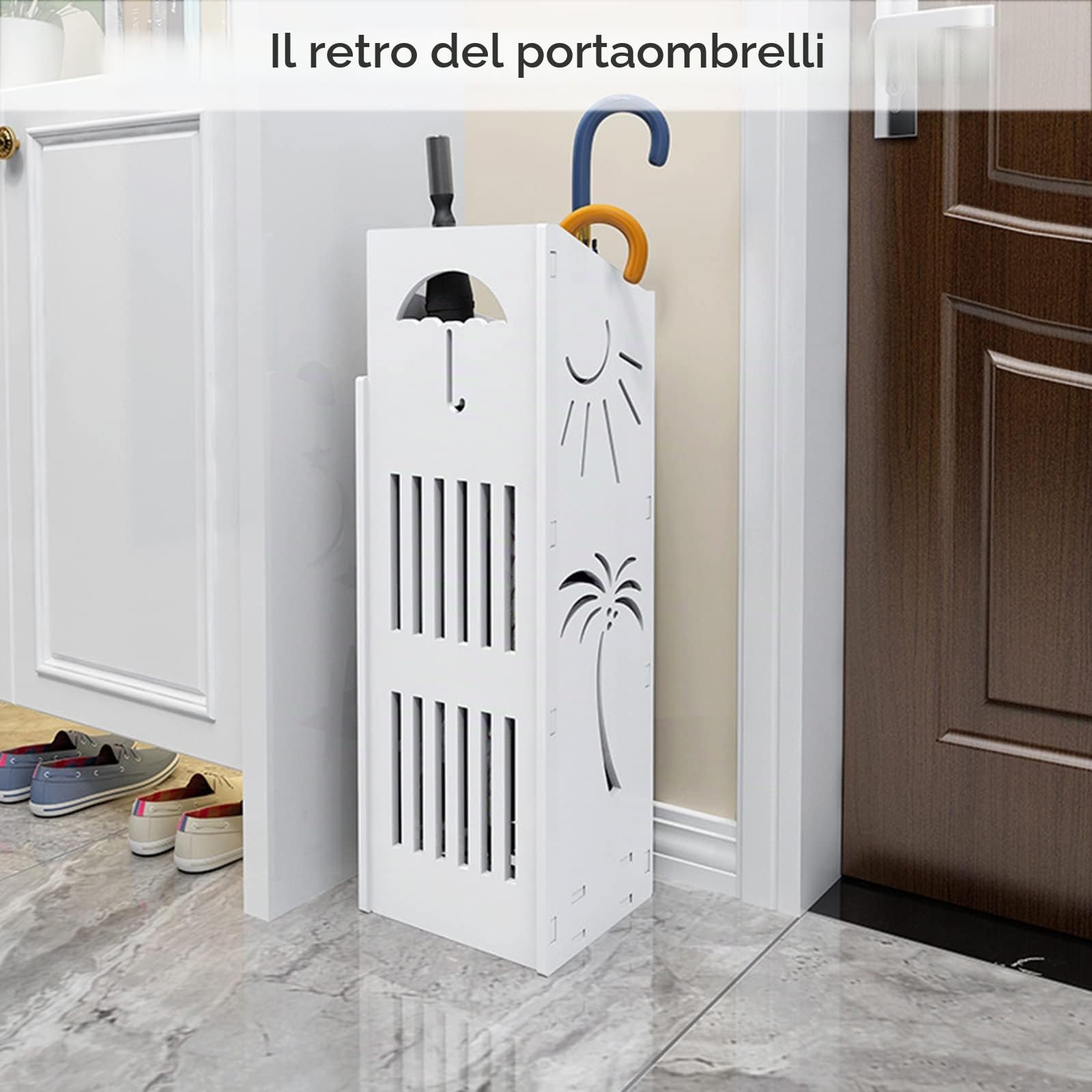Portaombrelli in Impermeabile, Bianco Portaombrelli Design Moderno, Semplice Scaffale di Immagazzinaggio per Ombrelli, Porta Ombrelli da Ingresso per Interno, Ufficio, Casa