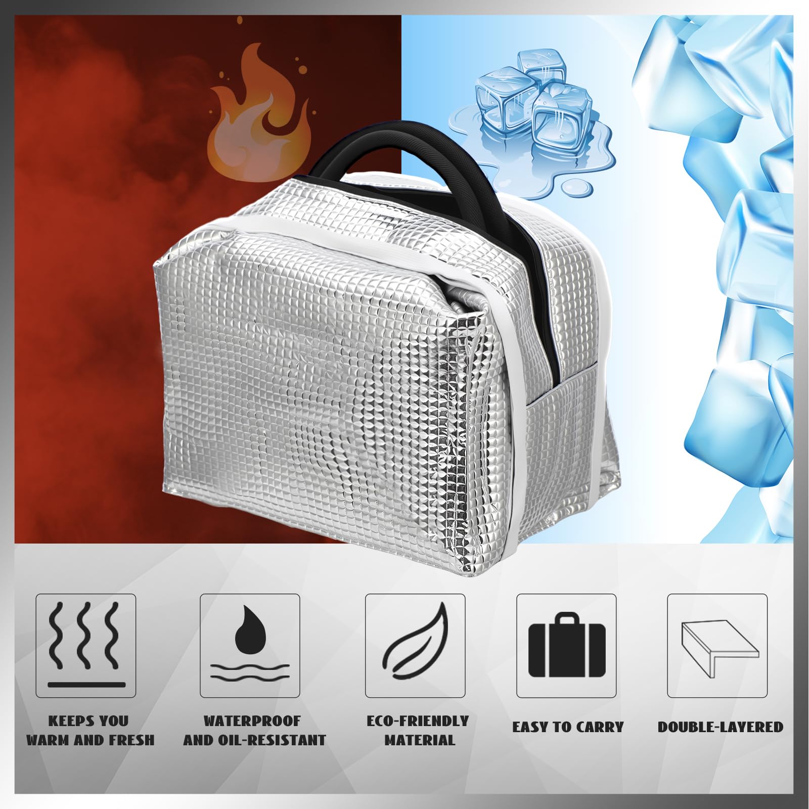 Isolierte Lunchtasche, wiederverwendbar, auslaufsicher, mit Aluminiumfolie innen, wasserdicht, Geschenk für Männer und Frauen (einfach)
