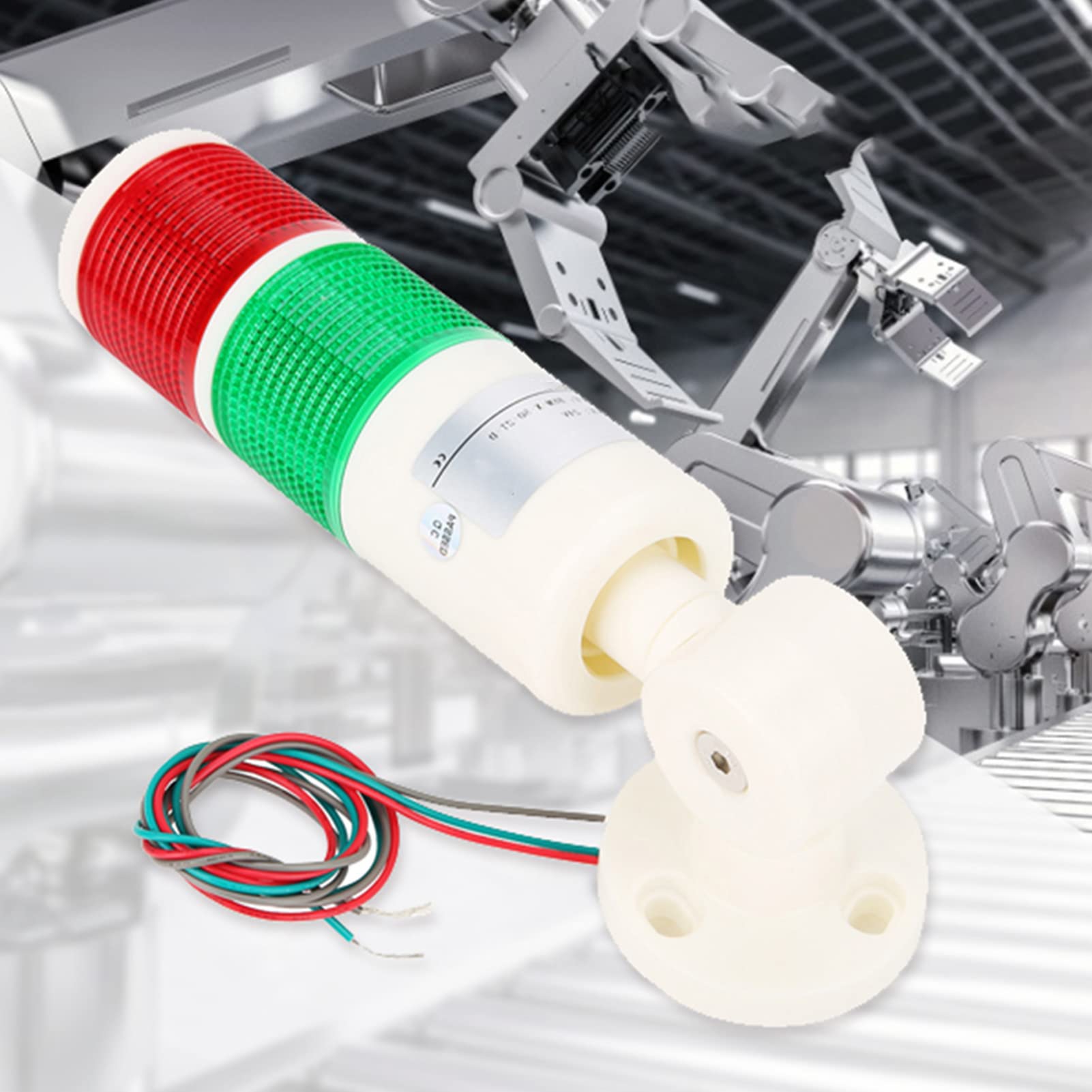 BRRNOO Colonne lumineuse industrielle LED, Alarme visuelle avec indicateur circulaire, Lampe de signalisation verte et rouge, compatible avec machines-outils et équipements mécaniques DC 24V