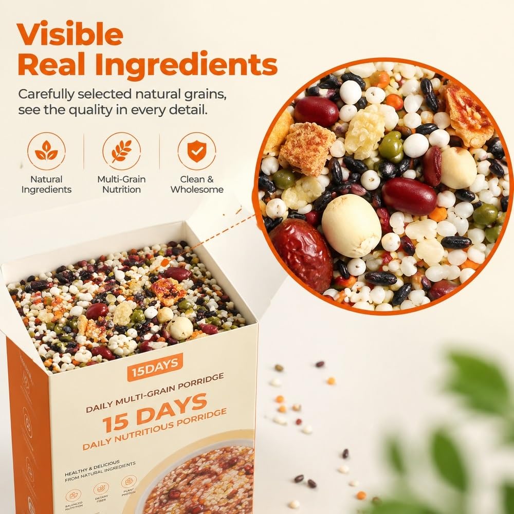 Set de regalo de gachas de cereales variadas for 15 días, 1500 g, mezcla de sopa de arroz natural de varios tipos