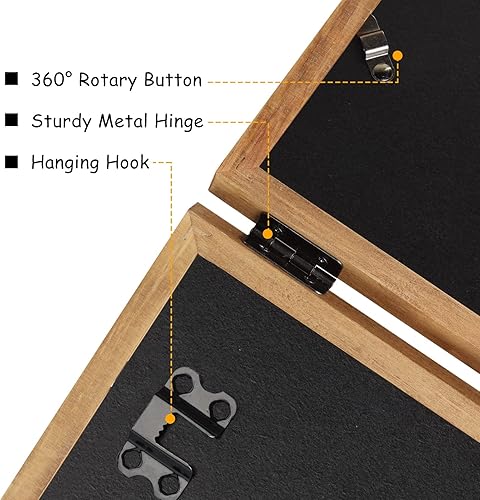 Miniatura 4 de Portarretratos de madera doble con bisagras de 5 x 7 pulgadas, vertical y horizontal, en veta de madera envejecida, pantalla de 4 x 6 pulgadas con