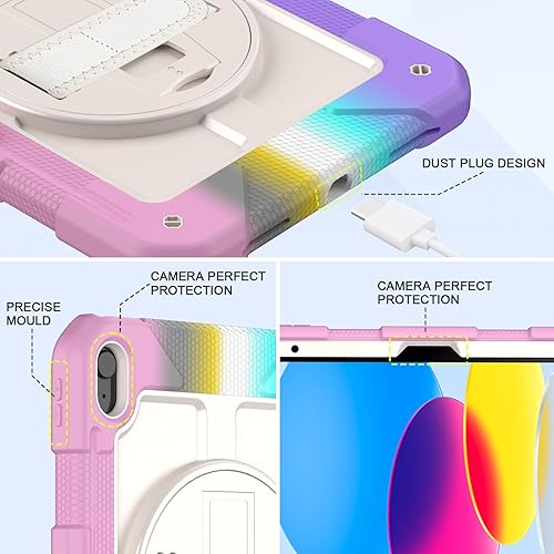Miniatura 4 de BMOUO Funda para iPad (A16) 11 generación de 11 pulgadas 2025iPad 10 generación de 10.9 pulgadas 2022, soporte giratorio 360 y soporte para lápices