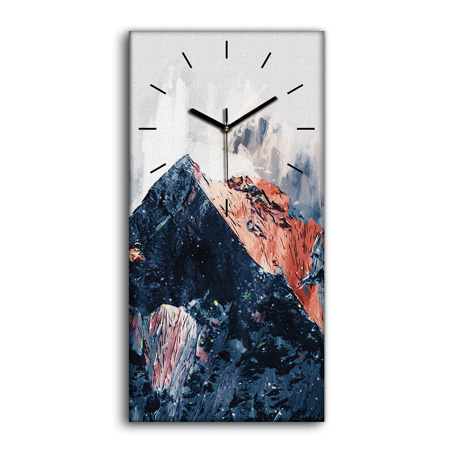 Horloge sur Toile d'Art Moderne Montagne Abstraite Édition Cadre Élégant 30x60