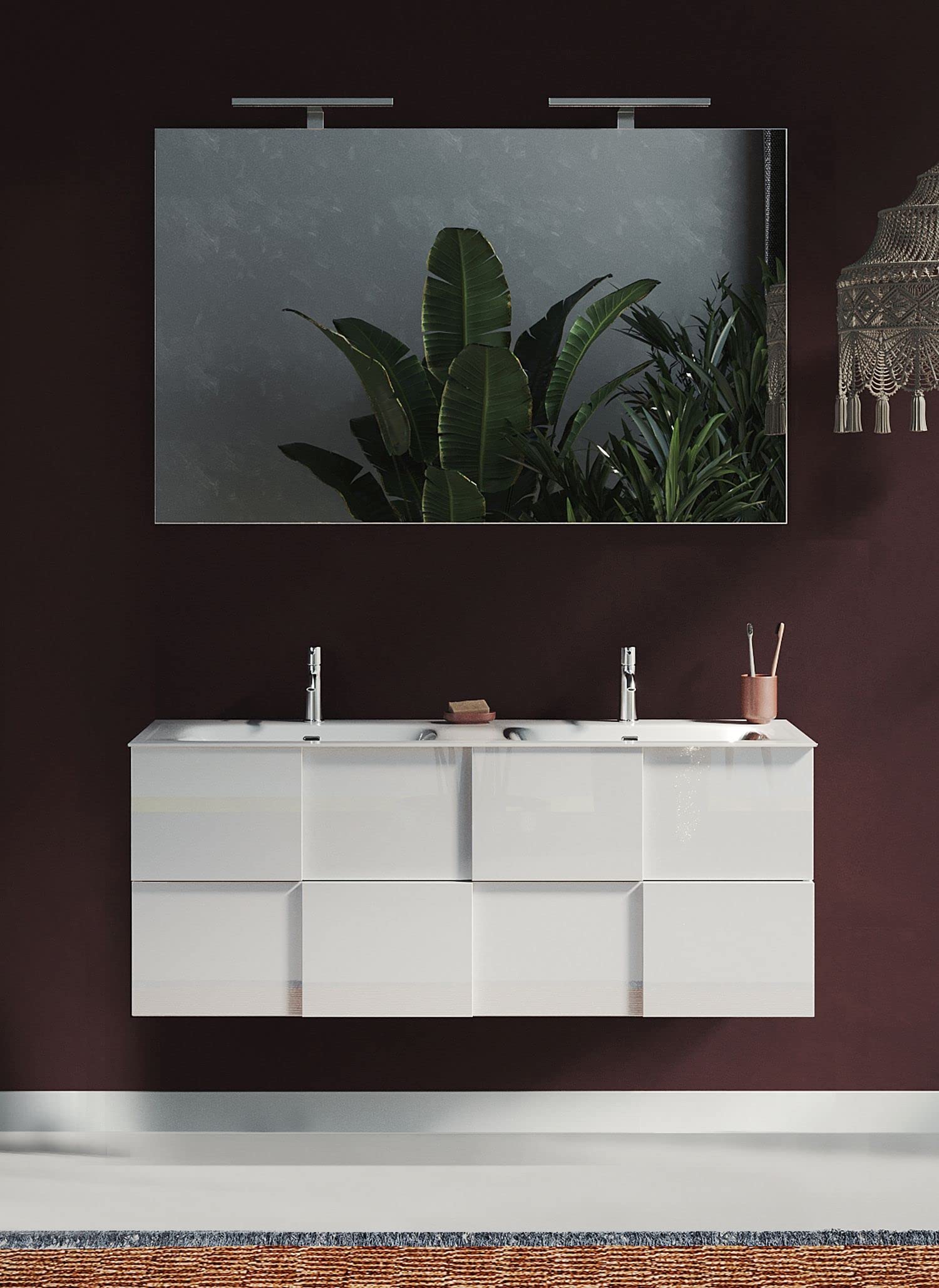 Web Convenienza Specchio Bagno con Luce LED - Specchiera Rettangolare + LED - Specchio da Parete (120 cm)