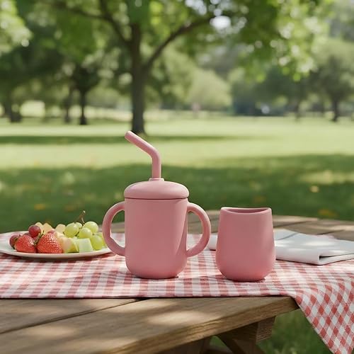 Miniatura 7 de Vasos de entrenamiento de silicona Taza de entrenamiento para beber y taza de destete abierta para bebés de 6 a 12 meses en adelante, juego de