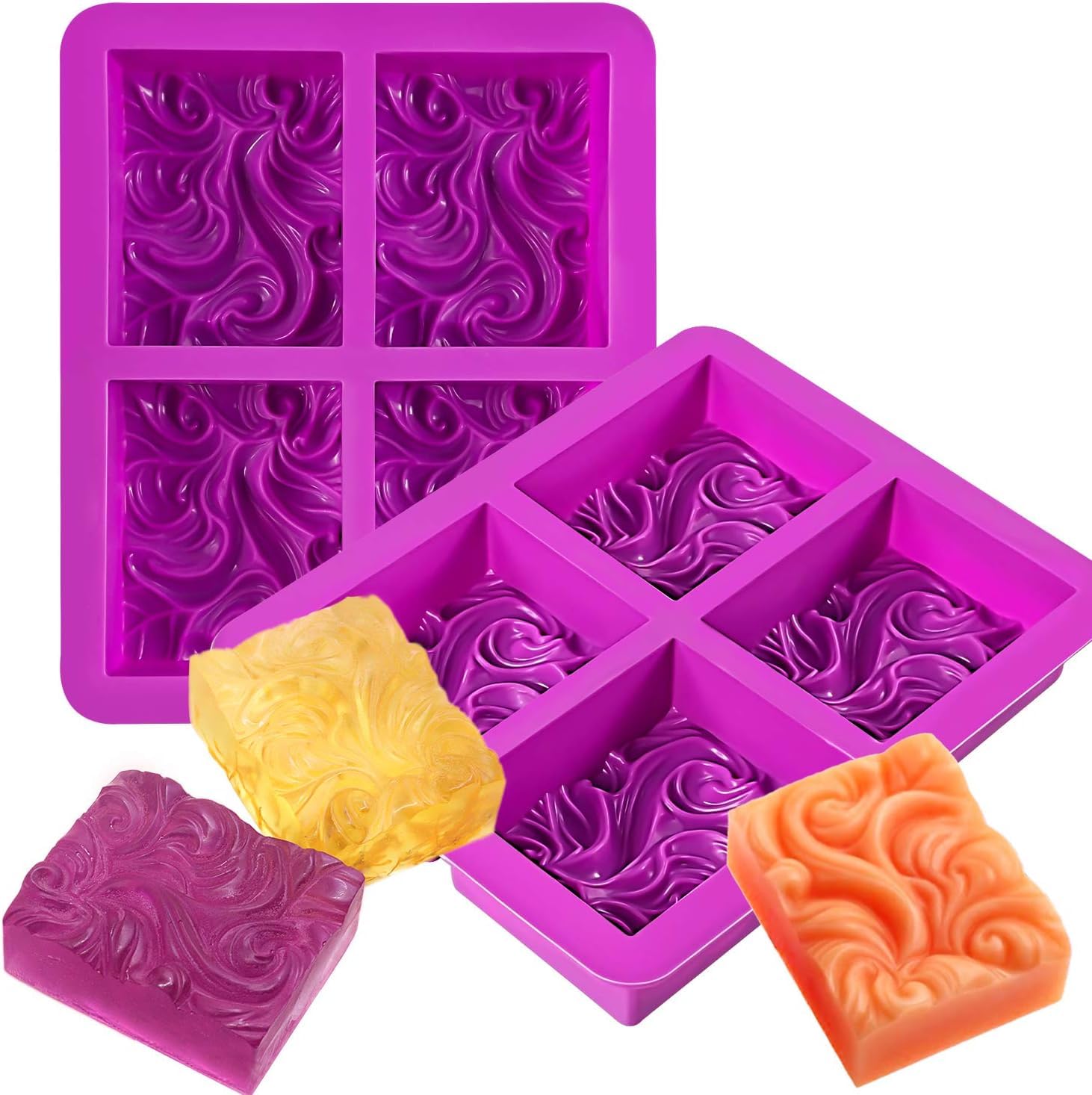 DIY Handmade Soap Molds with Ocean Wave Pattern, 3.5 Oz Cavities, for Milk Soap, Chocolate Bars, Candles, Bath Bombs-image-34