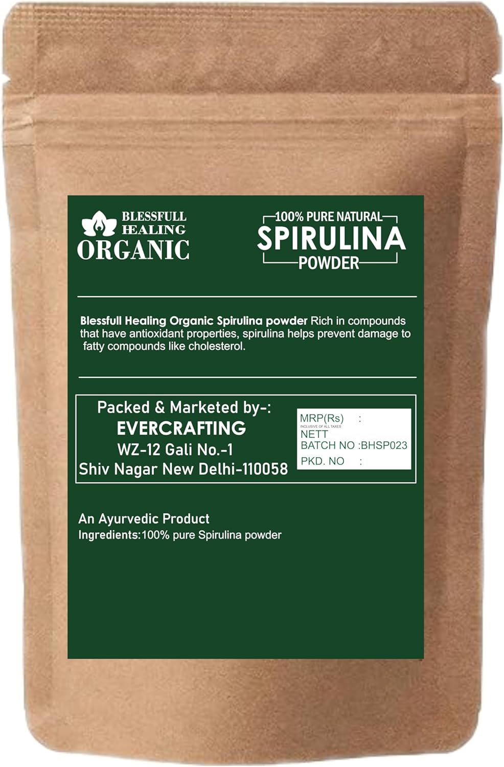 Blessfull Healing Organic 100% Pure Natural Spirulina Powder | 200 Gram / 7.05 oz